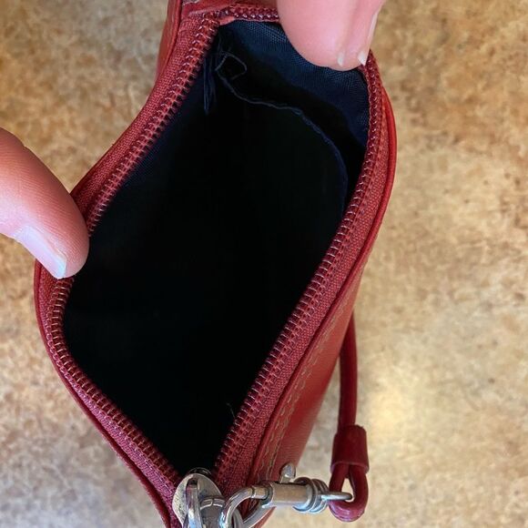 Vintage Fossil Fire Engine Red leather mini clutch wristlet - Picture 4 of 7
